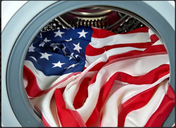 wash an American flag in the washing machine